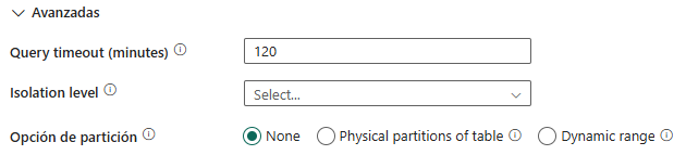 PArtición lectura origen SQL pipeline